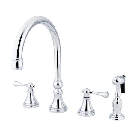 Kingston Brass Widespread Kitchen Faucet, Polished Chrome KS2791BLBS